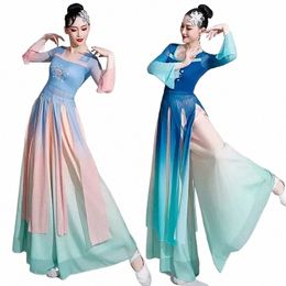 gradiëntkleur Chinese stijl klassieke danskostuum vrouwelijke Chinese stijl sprookjes fan dance dance suit Q8N6#