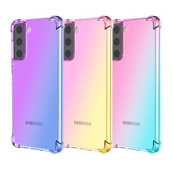 S23Ultra Color degradado cuatro esquinas airbag anticaída fundas de teléfono para Samsung Galaxy S23 s22 s21 s20 ultra s10 s9 s8 Plus s7edge