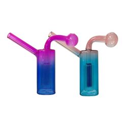 Dégradé Couleur Verre Brûleur À Huile Bubbler Pipe Mini Bongs Percolateur Conduites D'eau Narguilé Bubblers Recycler Portable Main Fumer Dab Rigs En Gros