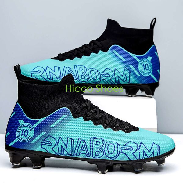 Botas de fútbol AG TF para hombre, color degradado, botas de fútbol para exteriores para mujer, zapatos de entrenamiento para interiores de caña alta para jóvenes