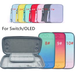 Color degradado Transporte portátil Proteger Bolsas duras de viaje Consola Bolsa de juegos Estuche protector de transporte para Nintendo Switch OLED Macarone Color Estuches de PU