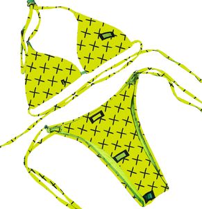 Couleur dégradée Sexy trois points string Bikinis concepteur lettre imprimer femmes à lacets licou Sbiquinis ensemble été vacances maillots de bain