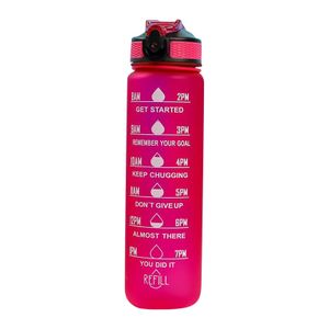 Gradiënt kleur sport waterfles 1000 ml motiverend drinken met rietje voor gym fitnesskannen buiten drinkware 240409