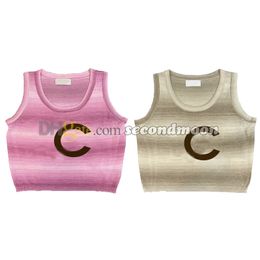 Dégradé de couleur réservoirs femmes lettres imprimer gilet col en U haut tricoté printemps été respirant Sport gilets
