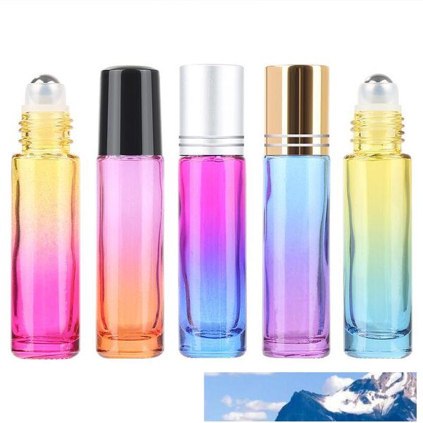 Rouleau de verre épais de couleur dégradée sur bouteilles de Parfum vides d'huile essentielle, boule à roulettes, utilisation nécessaire en voyage, 10ML/5ML