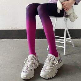Color de gradiente Tiedye Medias de seda Sexy Leggings Calcetines Rose Velvet Panyhose resistente 240507