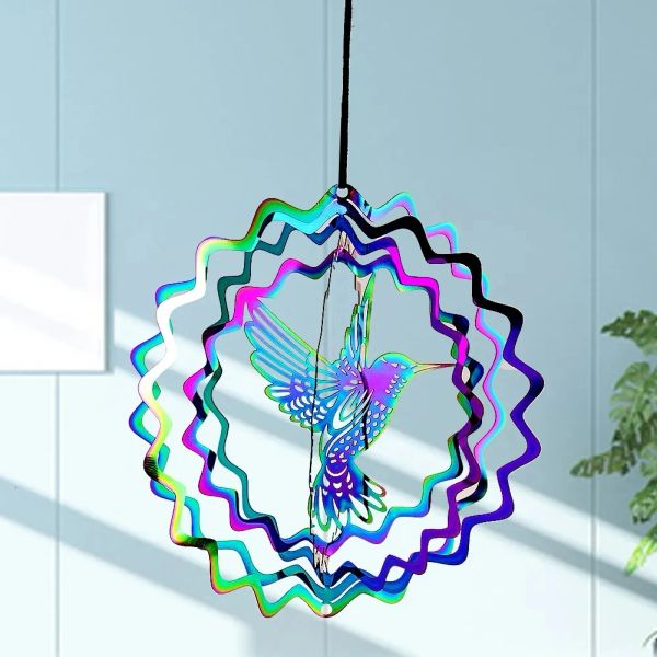 Attrape-vent en acier inoxydable, couleur dégradée, effet de lumière fluide 3D, pièces de carillons éoliens, décoration suspendue pour jardin extérieur et cour