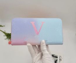 Kleurverloop Rits Lange Portefeuilles Dames Luxe Tas Sarah Victorine Portemonnee Kaarthouder Designer Clutch Bags Lady Sunrise Pastel Portemonnees Louiseitys Viutonity