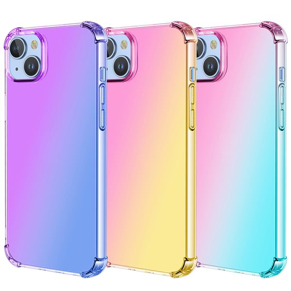 Dégradé de couleurs antichoc Airbag étuis transparents étuis de Protection complète couverture pour iPhone 14 13 12 Mini 11 Pro Max X Xr Xs Max 8 7