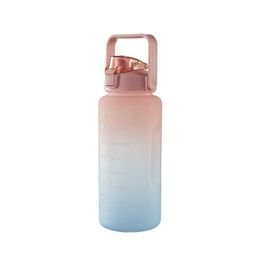 Taza de color degradado Vasos Taza de paja Taza helada de 2 litros Botella de agua de gran capacidad Deportes al aire libre Taza de agua Taza de plástico de paja portátil