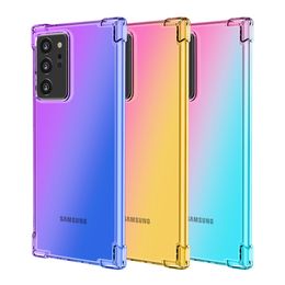 Gradiente de doble color transparente TPU funda de teléfono a prueba de golpes para Samsung Note20 S20 Ultra FE S10 S9 Note10 Plus A51 A71 A21S A01 A42