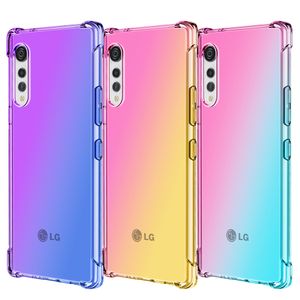 Gradiënt Dual Color Transparante TPU Shockproof Telefoon Case voor LG Velvet Stylo 5 6 K71 K51S K50S K40S K61 Q61 V60 DIMQ K51