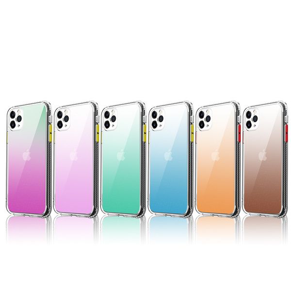 Gradient Glitter Rainbow Marble Cases para iPhone 13 Pro Max Mini 12 11 XR 8 Samsung S20 S21 Ultra A31 A51 A71 A32 A52 A72 5G A21S Note 20 Clear TPU Acrílico Cubierta a prueba de golpes