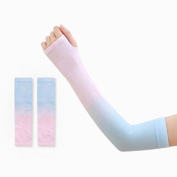 Gradient Ice Silk Sleevelet Sunscreen Arm Sleeves Arm Guard Covers Oversleeve Protección UV Ciclismo y conducción Mujeres Hombres 1 par