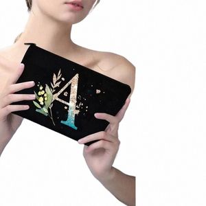 Gradient Initial Makeup Bags Zipper Sacs Fi Travel Toilet à lèvres Sac Sacch Bachelorette Party Bridesmaid Cosmetic Clutch Purse F93G #