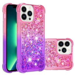 Gradiënt vloeistof Quicksand Glitter Cases voor iPhone 15 Pro Max 14 13 12 11 XR XS Max Samsung S23 S23 S24 Ultra Bling Flowing Back Phone Case Cover