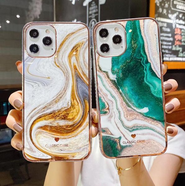 Funda de teléfono con purpurina de mármol degradado para iPhone 12 11 Pro Max XR XS Max X 7 8 Plus 11Pro SE 2020 parachoques a prueba de golpes cubierta trasera suave 7963181