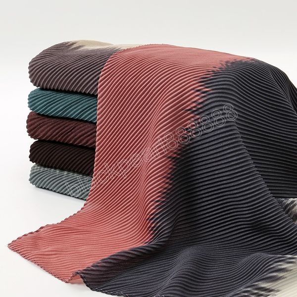 Hijabs de algodón plisado degradado para mujer, chal teñido anudado antiarrugas, Pashmina ombré, pañuelo islámico, estola para el cuello, Hijab musulmán para mujer