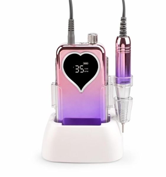 Gradient Purple Handpiece Machine 35000rpm Portable Desktop sans fil Electric Nail Drill Force de polissage rechargeable Fichier 220215369318