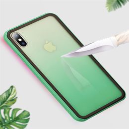 Gradient Ramp 9h Glas iPhone Case Transparent, Anti-Fall, Fresh and Ultra-Thin Protective Cell Phone Case iPhone XR XR XSMAX