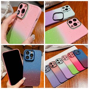 Gradiënt Zachte Vloeibare TPU-hoesjes voor Iphone 15 14 Plus 13 Pro Max 12 11 Sky Starry Camera Lensbeschermer Sterren Schokbestendig Fijn gat Siliconen Smart Mobiele Telefoon Achterkant