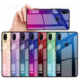 Case de vidrio templado de gradiente para Xiaomi Redmi Nota 7 8t 9s 9 8 5 6 Pro 6a 7a 8a 9a 9t 10a 9c NFC A1 A2 Plus Colorida Tapa trasera