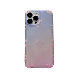 Gradient Transparent Luxury Phone Case Designer Iphone Case pour Apple iPhone 15 14 Pro Max 14Plus 13 12 11 13Pro XR XSMax Fashion Leather Moboss Couverture mobile
