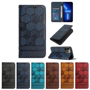 Estuches de billetera de cuero con estampado de pelota de fútbol para Iphone 15 Plus 14 Pro Max 13 12 11 8 7 SE Marco de lujo de moda Crédito de foto Ranura para tarjeta de identificación Ranura para tarjeta Titular de bolsillo Bolsa de libro