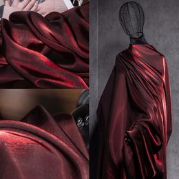 Pantalon Hanfu en tissu Satin de soie émaillé rouge vin dégradé, jupe de mariage, doux pour la peau, respirant, brillant, 240124