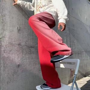 Jean rouge vin dégradé pour hommes, pantalon hipster américain, Hipster de rue, jambe ample, pantalon droit 51