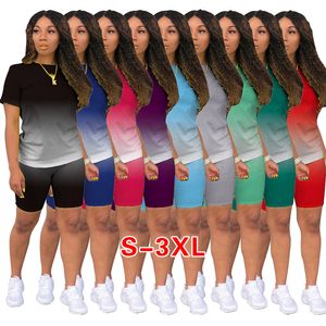 Gradient Femmes Tracksuit Designer 2 pièces Pantalons Set Casual Sports T-shirt à manches courtes T-shirt Briker Shorts Suit Plus Taille Taille Vêtements 815