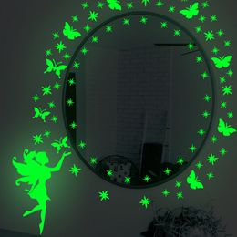 Geleidelijke Verandering Fairy Lichtgevende Stickers op de Muur voor Baby Kinderkamer Muur Decor Decals Glow in the Dark Vlinder Sterren Sticker