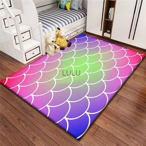 Tapis imprimé HD en écailles de poisson progressives, grand paillasson de balcon, tapis de sol antidérapant, pour salon, chambre à coucher, décoration de canapé HKD230901