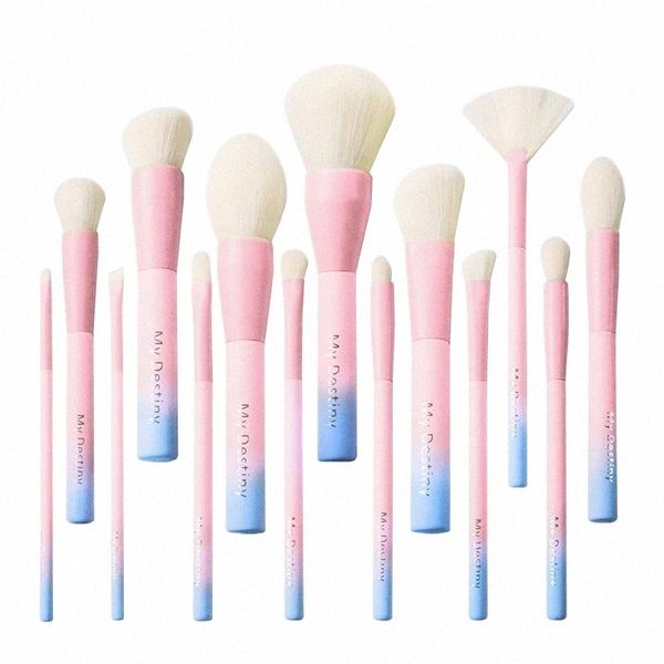 graduel rose 14pcs cheveux synthétiques doux maquillage pinceaux ensemble-séchage rapide fibre cosmétique outil stylos beauté u5um #