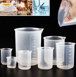 Tasse à mesurer graduée tasse en Silicone Transparent fournitures de barre de cuisine pour la cuisson bécher liquide sans poignée verres à mesurer