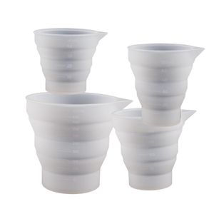 Vasos para mezclar de resina de silicona graduados, dispensador de vasos con molde plegable con tapa, vasos para verter resina para moldes, pintura acrílica, herramientas para hacer joyas