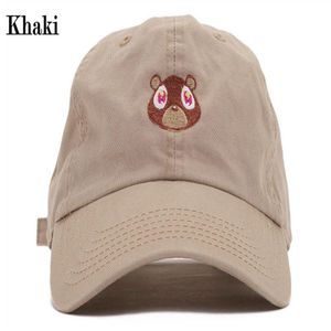 Graduación College Dropout Bear Dad Hat Negro Blanco Caqui Rosa Gorra de béisbol Hip Hop Summer Snapback Hat208C