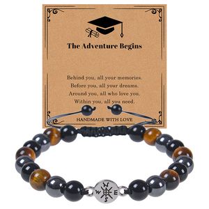 Afstuderen Gift Natural Crystal Stone kralen armband kompas armband School Graduation Supplies