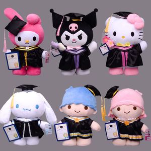 Temporada de graduación Kuromi muñeco de peluche Kuromi Melody ropa de soltero graduación sombrero de doctorado juguete de peluche decoración 35cm