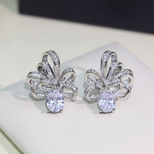 GRAFE Pendientes de diseñador Pendientes colgantes para mujer Engastados con diamantes Suspensión para la oreja Cristal de plata 925 de la más alta calidad Tamaño europeo con caja 006