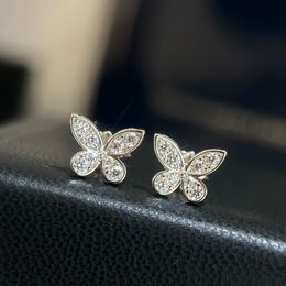 GRAFE Pendientes de diseñador Studs cuelgan para mujer Mariposa llena de diamantes Cristal de moda Estilo clásico La más alta calidad de mostrador con caja 010