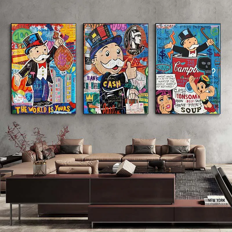 Graffiti Art Alec Monopoly THE WORLD IS YOURS Paintings on The Wall Art Canvas Posters and Prints Wall Art Picture Kid room Home Wall Decor Unframed