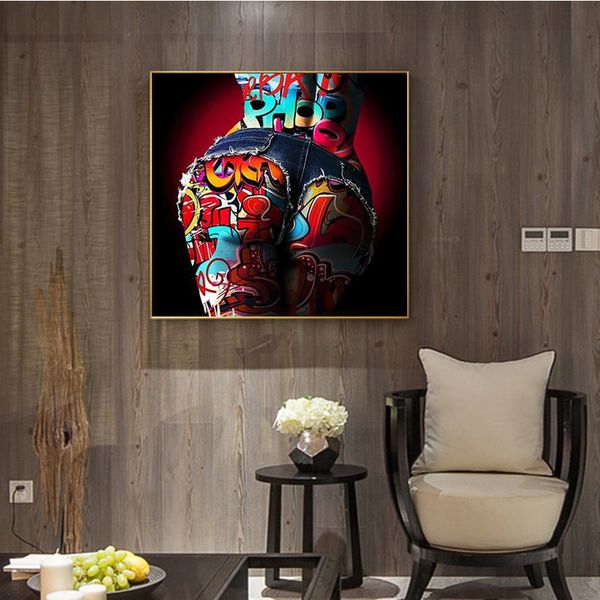 Graffiti Art Beauty Hip Canvas Painting Sexy Booty Posters e impresiones Abstract Wall Art Pictures para la decoración del hogar de la sala de estar