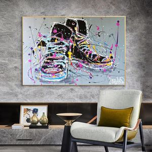 Graffiti Art coloré chaussures toile peinture affiche impression mur Art photo pour salon décor à la maison décoration murale sans cadre