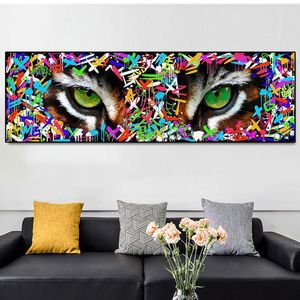 Graffiti Art Tiger's Eye Canvas Schilderij Moderne Abstracte Animal Posters And Prints Wall Pictures voor Woonkamer Decor Geen frame