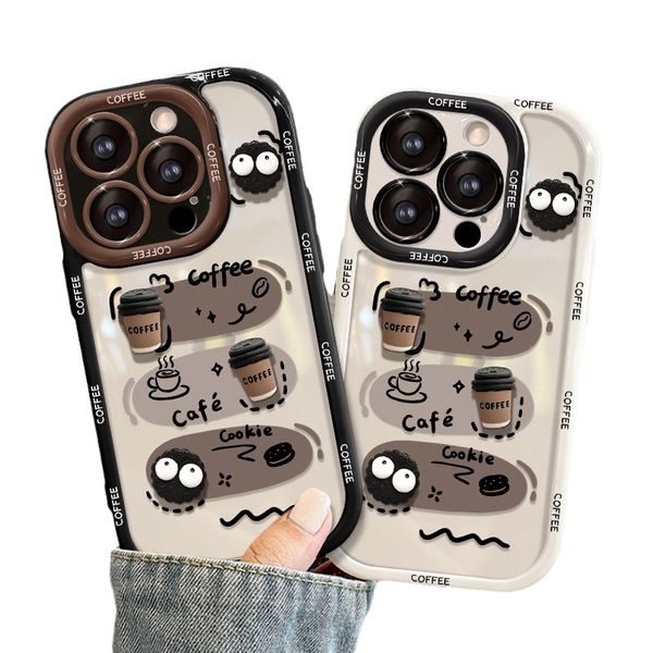 Coque de téléphone en silicone pour poupée, boule de charbon de café, Graffiti, adaptée aux 14 promax 13 11 15, drôle