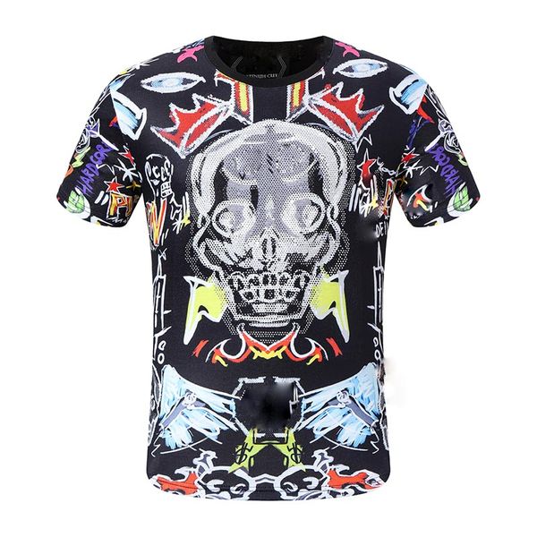 graffiti designer mens Tees Summer Skull crystal Basic Lettre imprimée solide Skateboard Casual Punk tops T-shirt Chemises Mode vêtements de luxe à manches courtes en gros