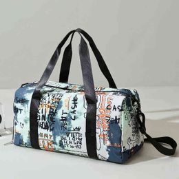 Graffiti Fitness sac Portable grande capacité sac de sport sec humide séparation bagages Oxford tissu sac de voyage imprimable 220623