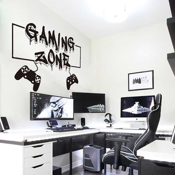 Graffiti Gaming Zone Eat Sleep Game Controller, pegatina de pared para videojuegos, habitación de niño, sala de juegos, zona de juegos, calcomanía de pared para dormitorio, vinilo 210235S