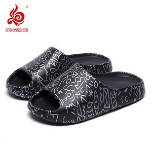 Graffiti Mens Strongshen 566 Summer Sides Femmes Slippers Indoor Non-Slip Fashion imprimé Plateforme EVA THFLOP-FLOPS SANDALS DE PLACE 240315